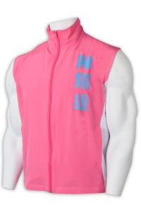 V202  設計立領背心外套  訂做拼色背心外套  工作背心外套   社區活動  義工背心    粉紅色 撞色灰色
